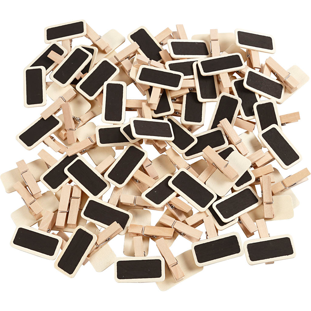 Creativ company schoolbord met wasknijpers, afm 4x2 cm, 100 stuk 1 doos