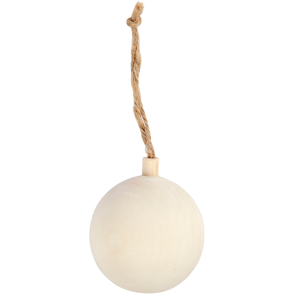 Kerstbal Hanger Hout, 5,5cm