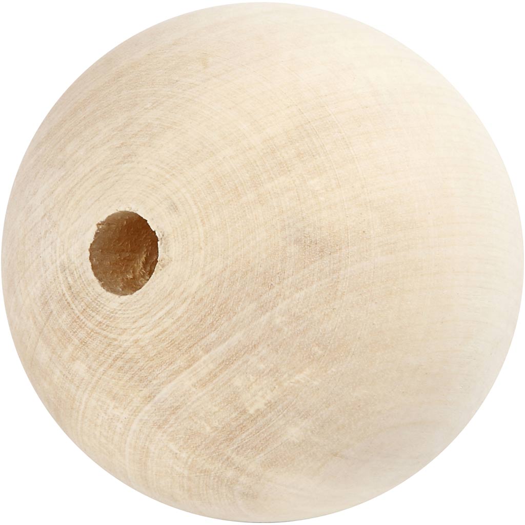 Creativ company houten kraal, d 80 mm, gatgrootte 8 mm, 1 stuk