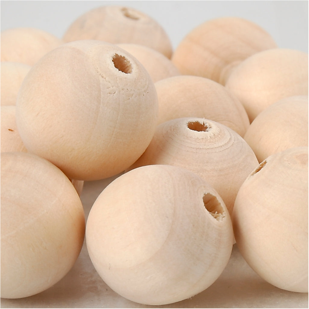 Creativ company houten kraal, d 20 mm, gatgrootte 4 mm, 14 stuk 1 doos
