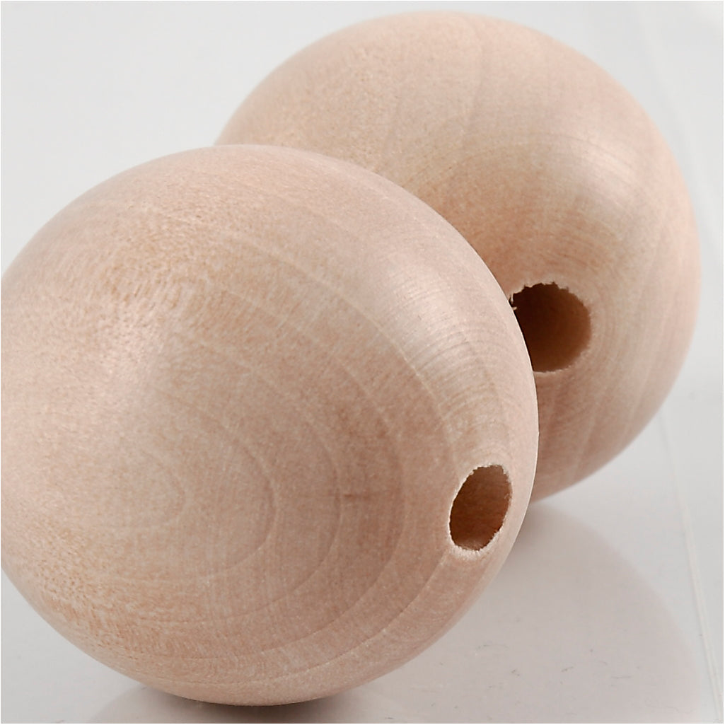 Creativ company houten kraal, d 35 mm, gatgrootte 6 mm, 2 stuk 1 doos