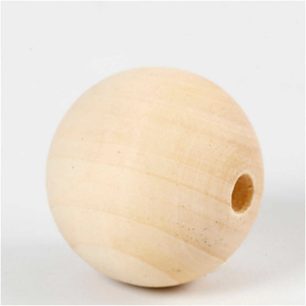 Creativ company houten kraal, d 40 mm, gatgrootte 7 mm, 6 stuk 1 doos