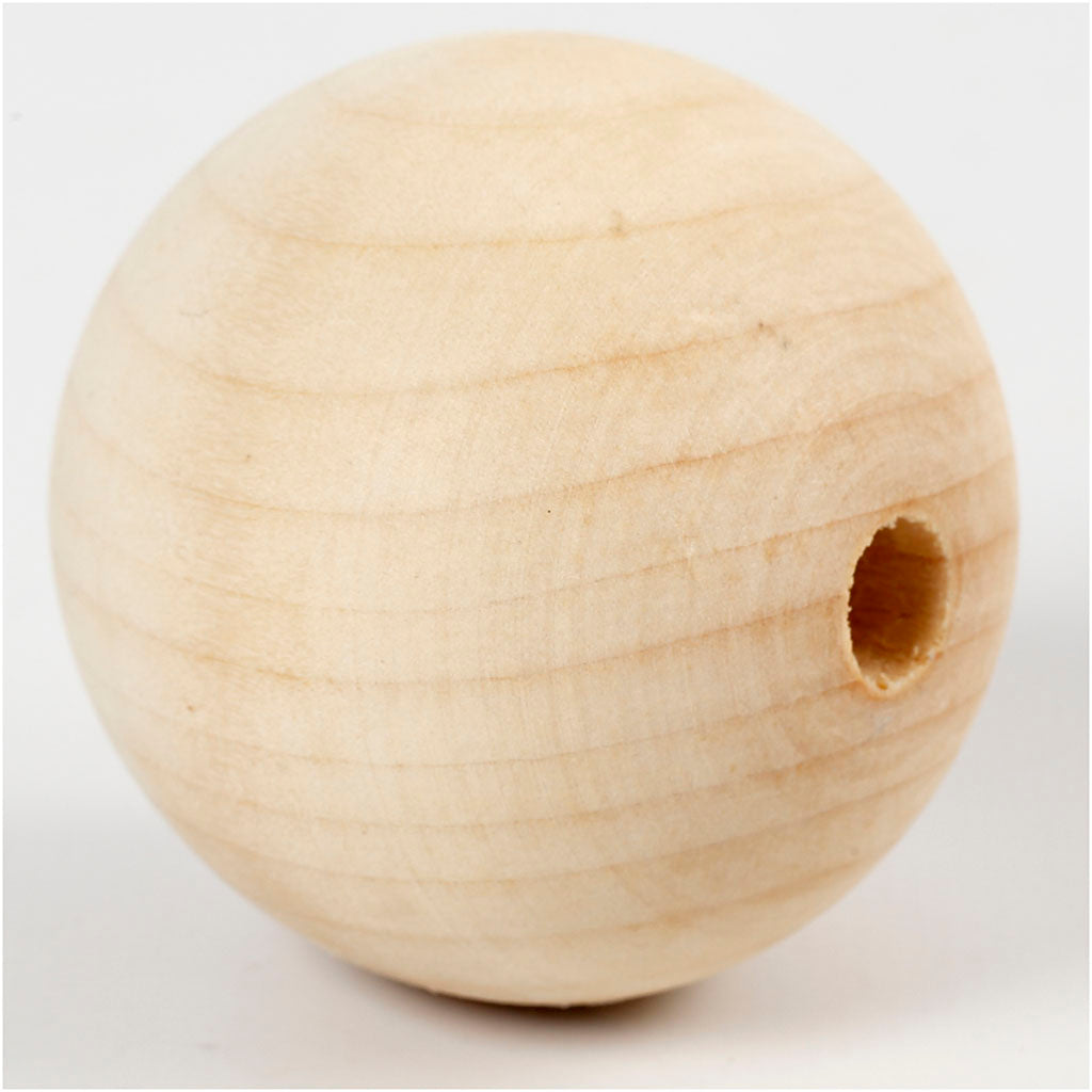 Creativ company houten kraal, d 50 mm, gatgrootte 8 mm, 4 stuk 1 doos