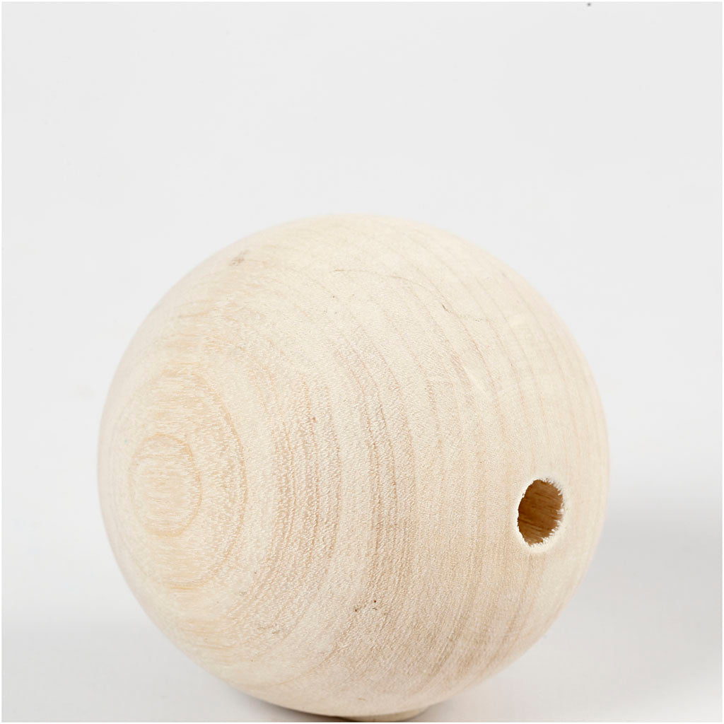 Creativ company houten kraal, d 60 mm, gatgrootte 9 mm, 3 stuk 1 doos