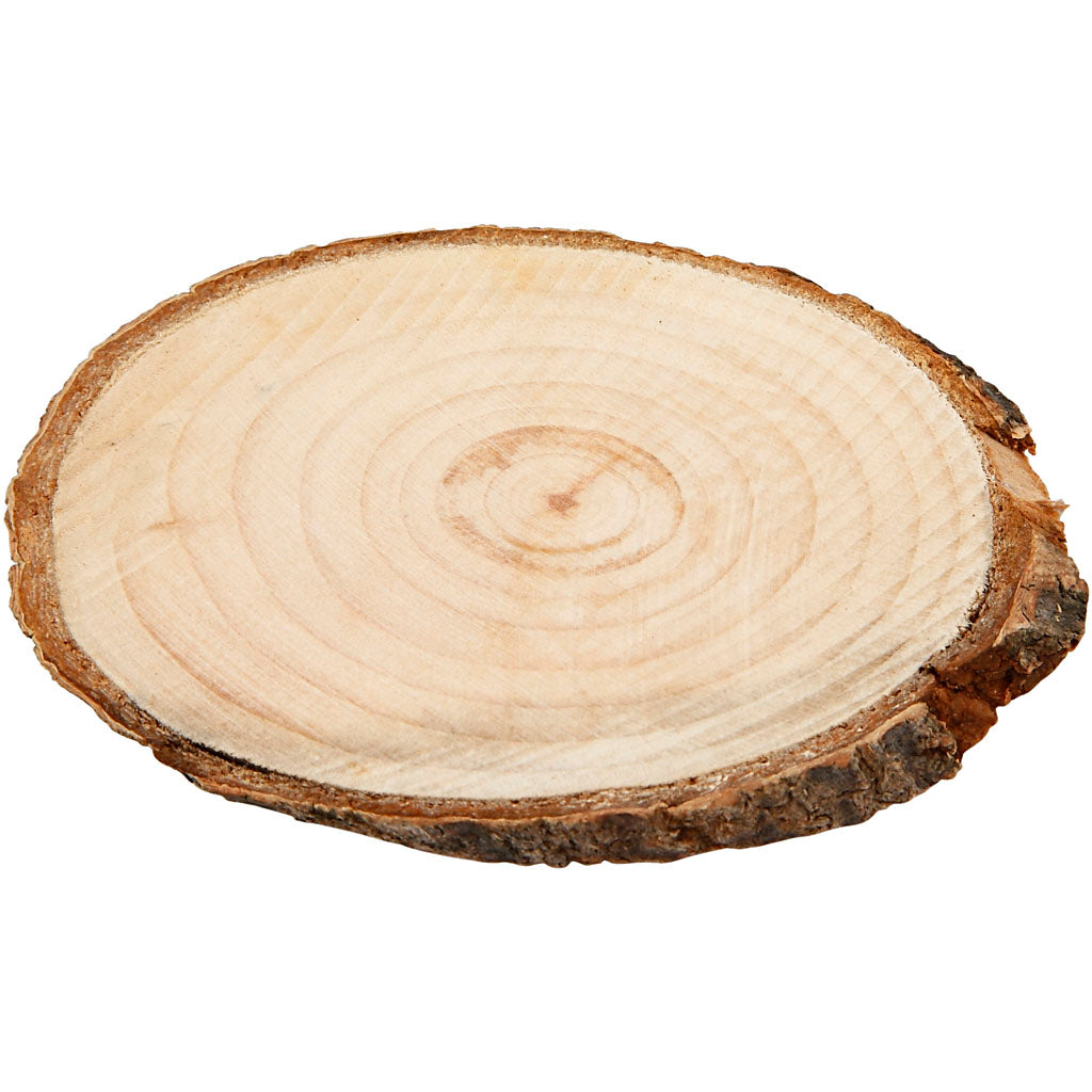Creativ company houten schijf met bast, afm 9,5x6 cm, dikte 6 mm, 12 stuk 1 doos