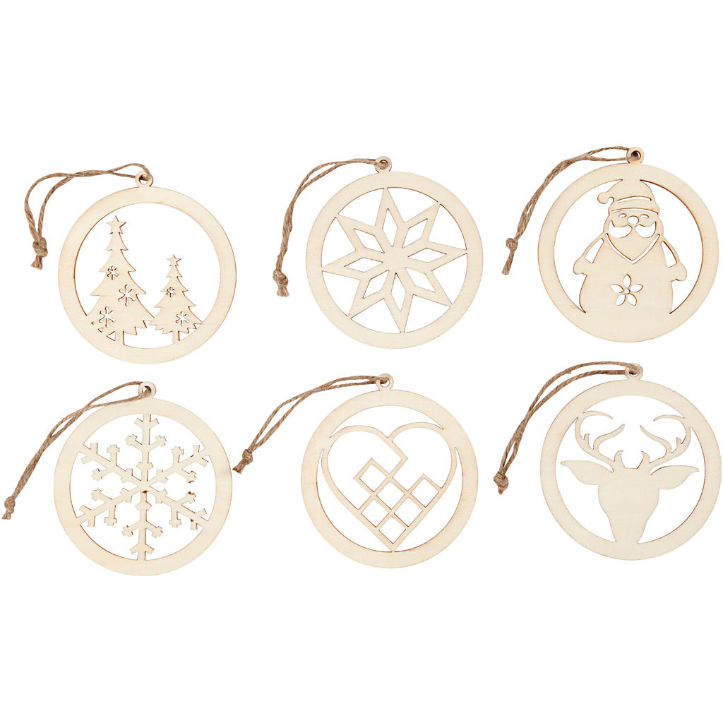 Creativ company kerstornamenten, d 8 cm, dikte 0,3 cm, 6 stuk 1 doos