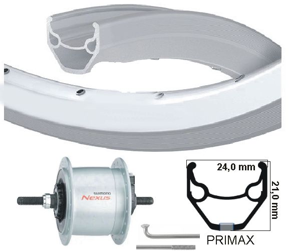 Kgs voorwiel 28 inch (622) naafdynamo rb 6v 3 w velg zilver