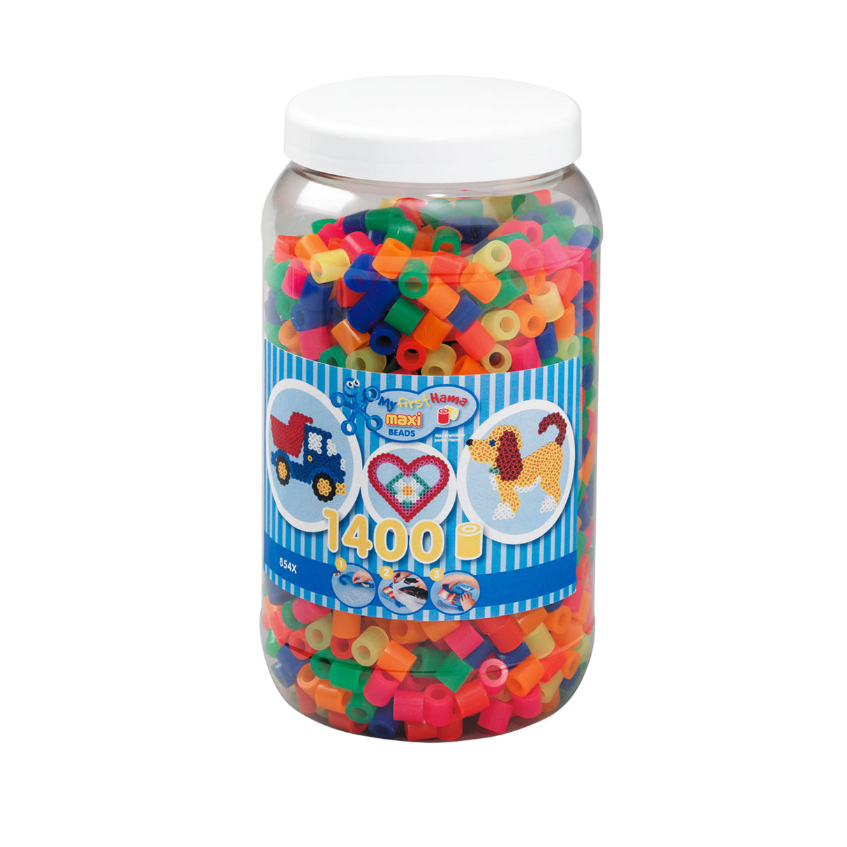 Hama strijkkralen maxi in pot - neonmix (051), 1400st.