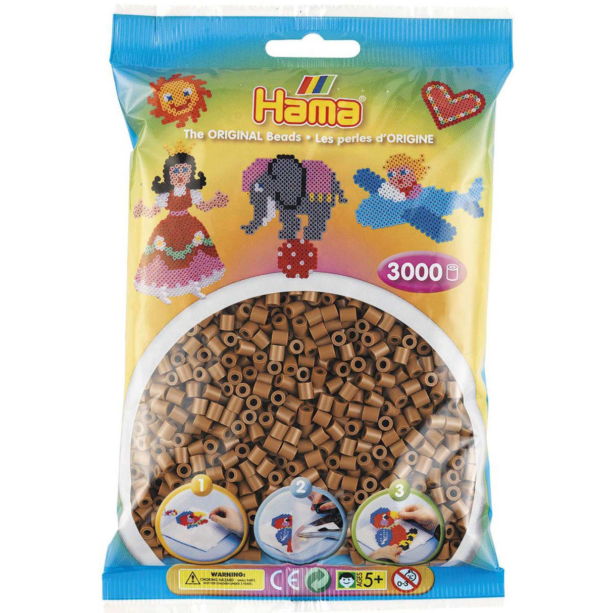 Hama strijkkralenmix - noga bruin (201-76), 3000st.