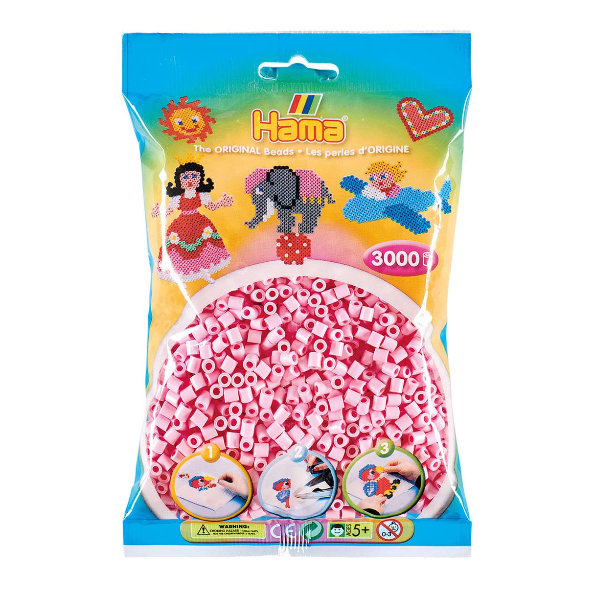 Hama strijkkralen - pastel roze (95), 3000st.
