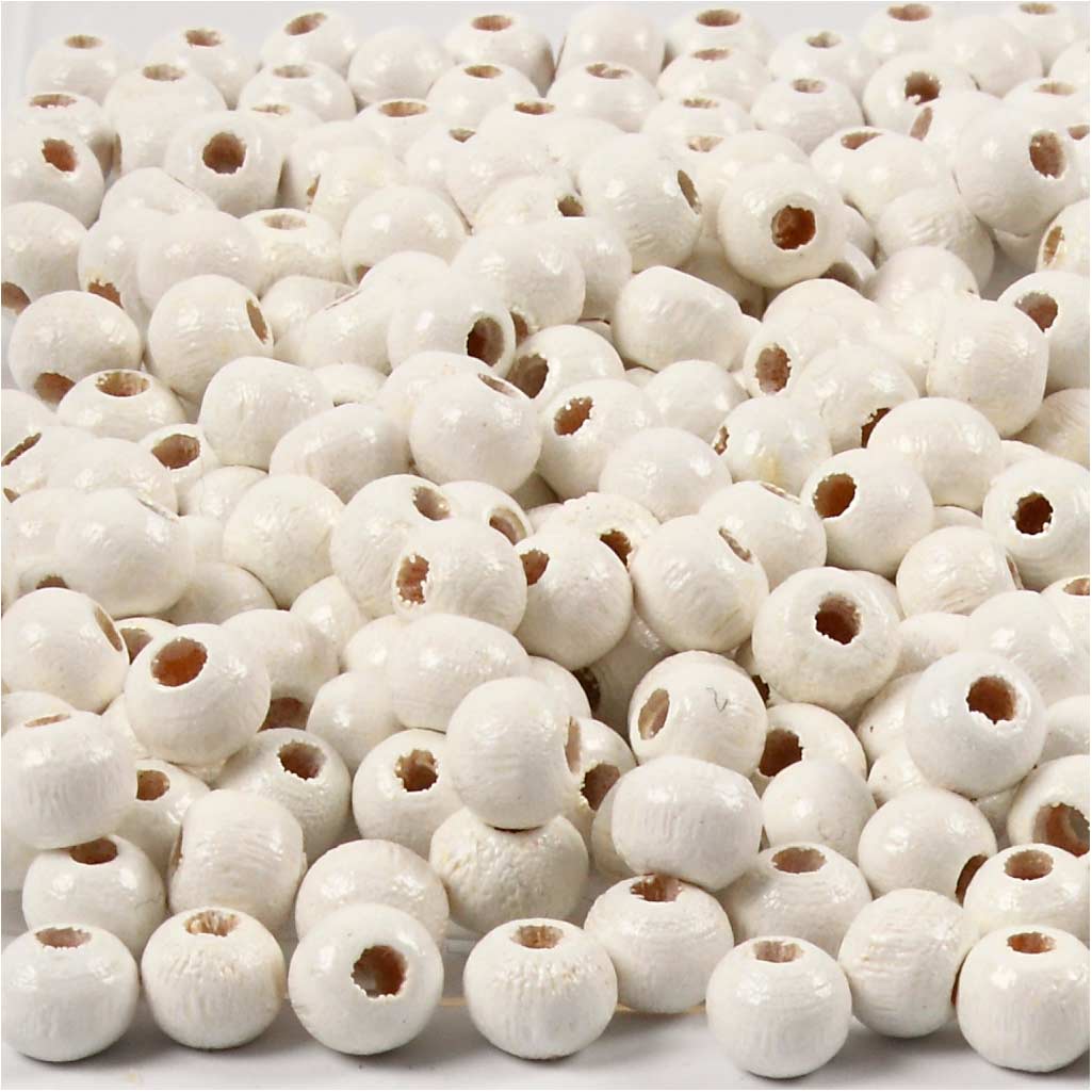 Creativ company houten kralen, d 5 mm, gatgrootte 1,5 mm, ca. 150 stuk, wit, 6 gr 1 doos