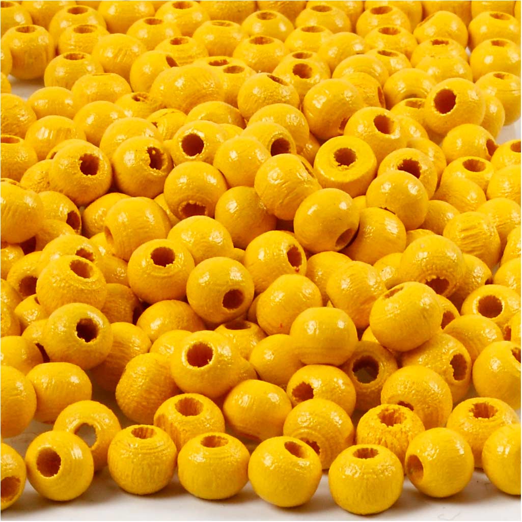 Creativ company houten kralen, d 5 mm, gatgrootte 1,5 mm, ca. 150 stuk, geel, 6 gr 1 doos