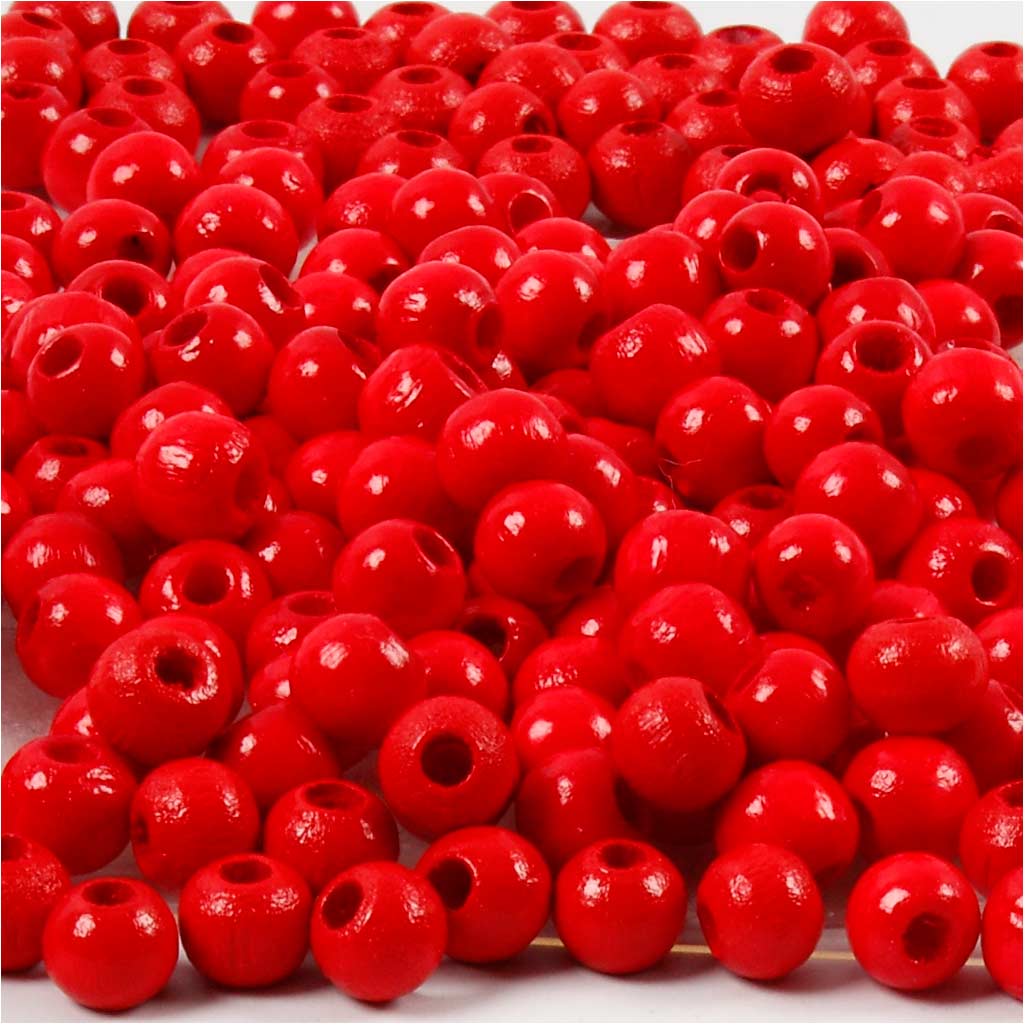 Creativ company houten kralen, d 5 mm, gatgrootte 1,5 mm, ca. 150 stuk, rood, 6 gr 1 doos