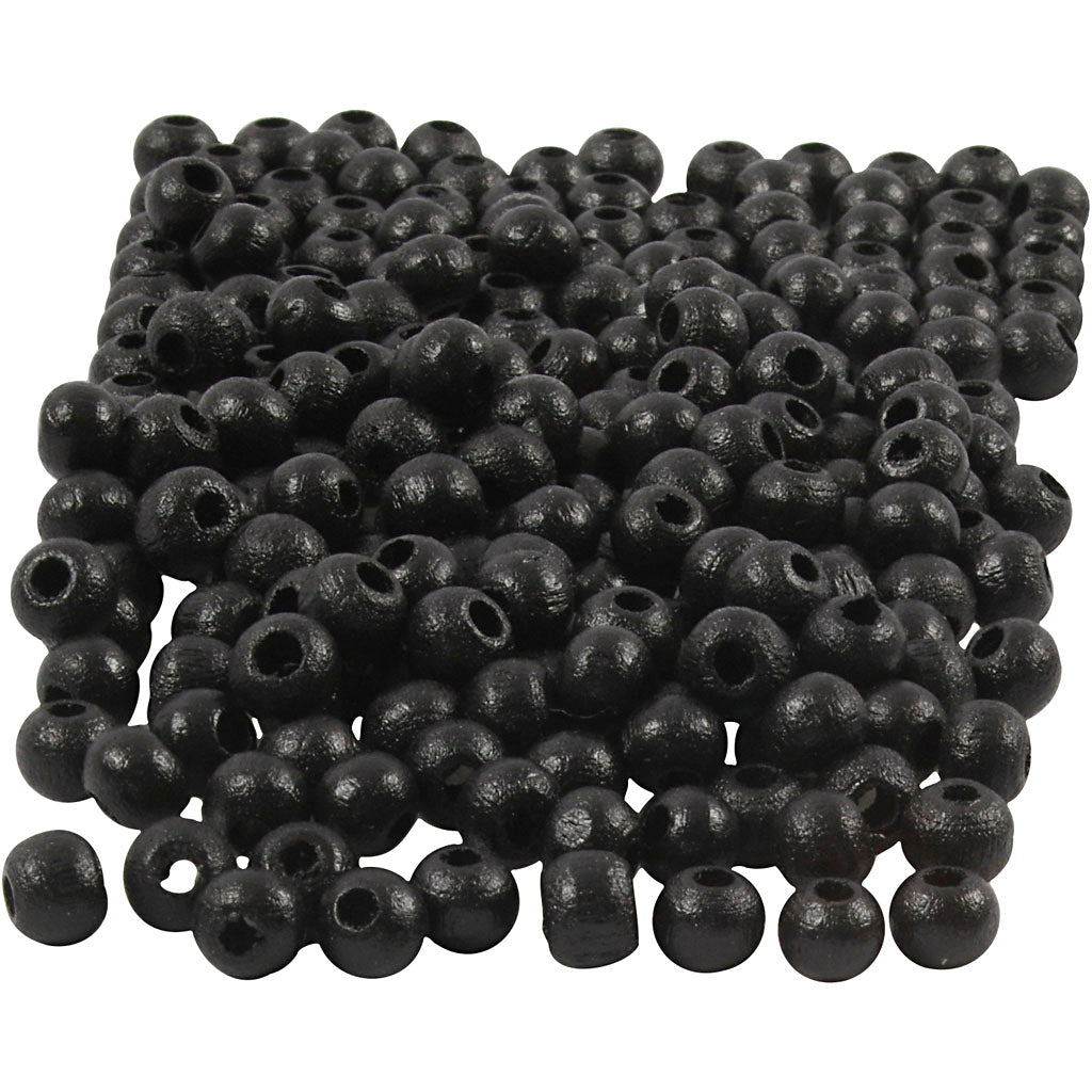 Creativ company houten kralen, d 5 mm, gatgrootte 1,5 mm, ca. 150 stuk, zwart, 6 gr 1 doos