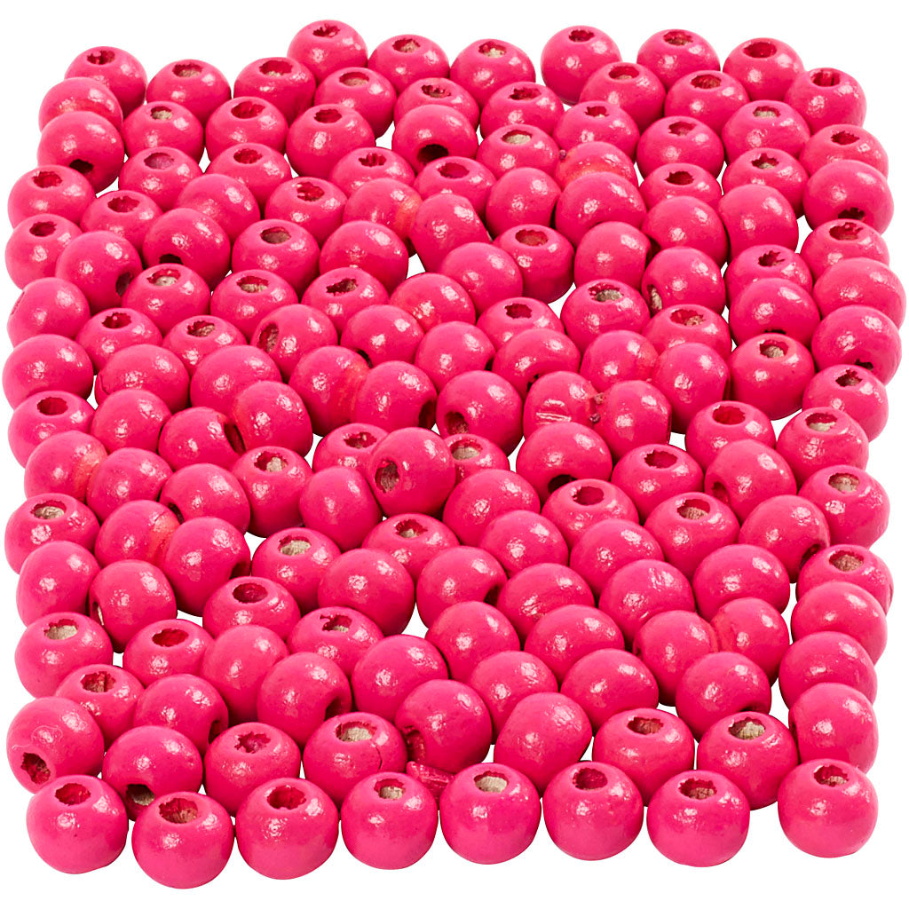 Creativ company houten kralen, d 5 mm, gatgrootte 1,5 mm, ca. 150 stuk, roze, 150 stuk, 6 gr 1 doos