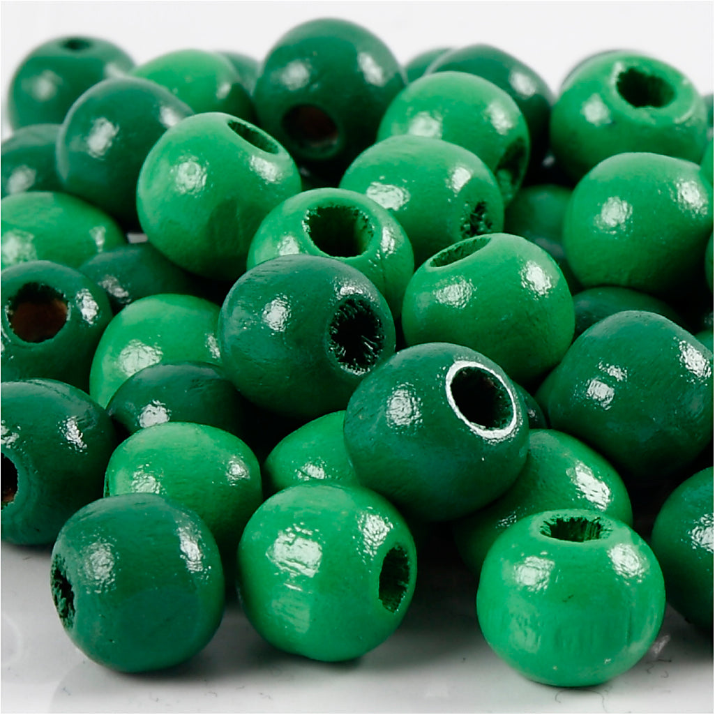 Creativ company houten kralen, d 12 mm, gatgrootte 3 mm, ca. 40 stuk, groen, 22 gr 1 doos