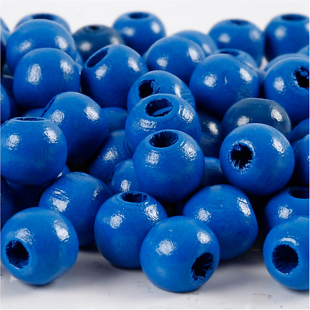 Creativ company houten kralen, d 12 mm, gatgrootte 3 mm, ca. 40 stuk, blauw, 22 gr 1 doos