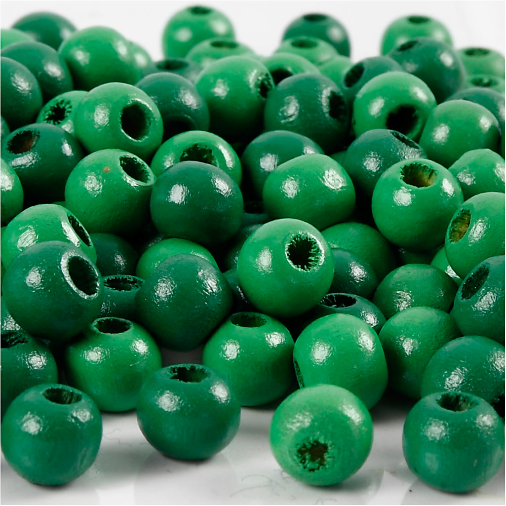 Creativ company houten kralen, d 8 mm, gatgrootte 2 mm, ca. 80 stuk, groen, 15 gr 1 doos