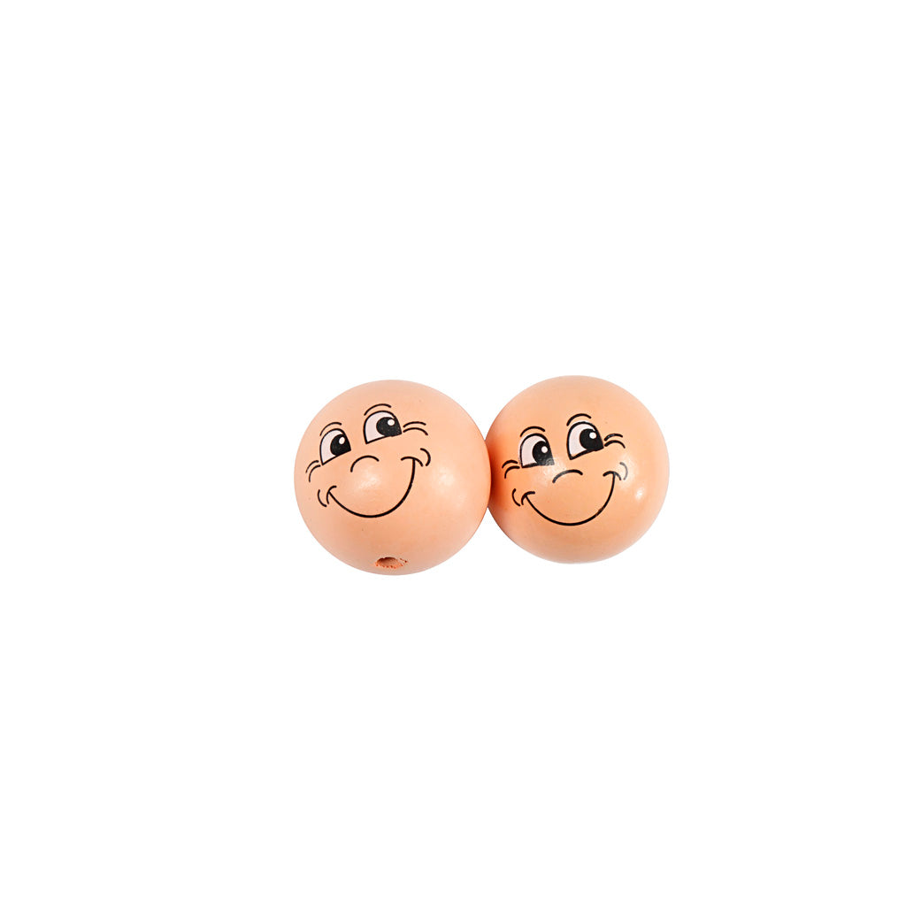 Creativ company houten ballen met gezichten, d 30 mm, lichtbeige, 10 stuk 1 doos