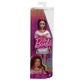 Barbie pop fashionista witte jurk donker haar