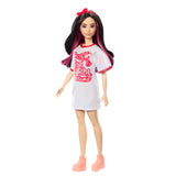 Barbie pop fashionista witte jurk donker haar