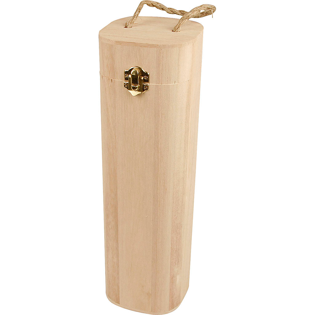 Creativ company houten wijndoos met lus, h: 34 cm, afm 10x10 cm, 1 stuk