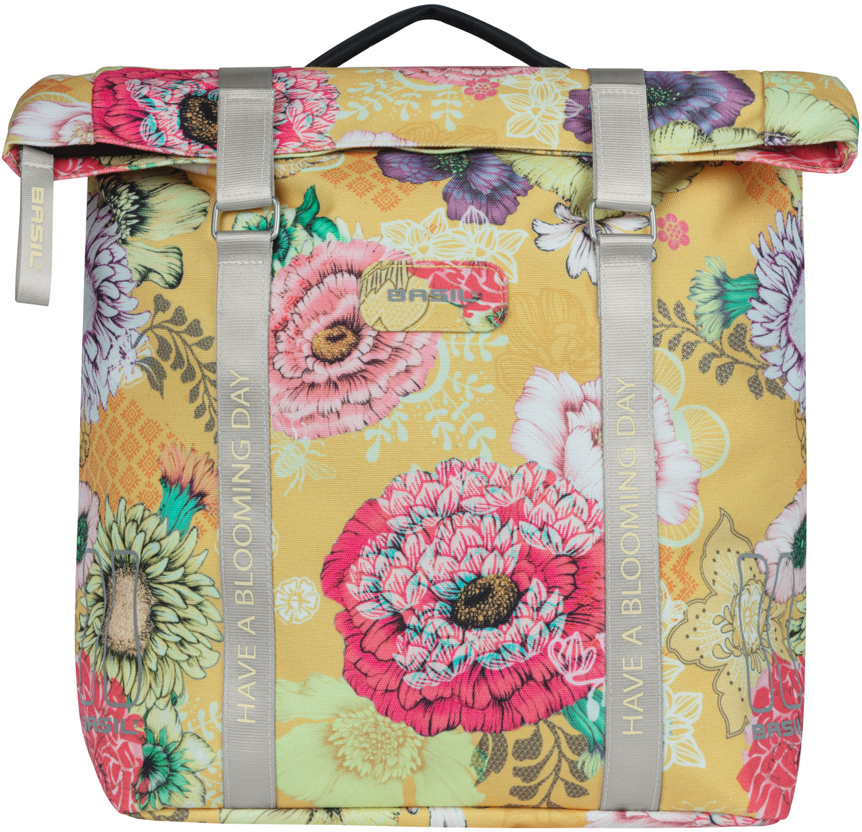 Basil Bloom Field dubbele fietstas, waterdicht, honey yellow, 35L