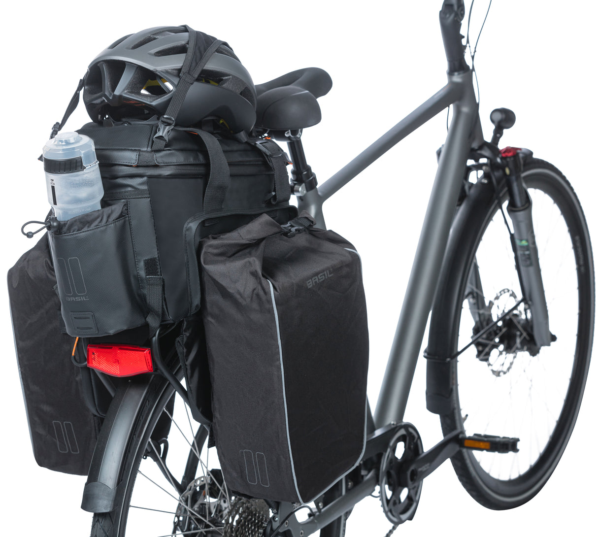 Basil Miles XL Pro bagagedragertas, zwart oranje, waterdicht, 9-36L, geschikt voor elektrische fietsen