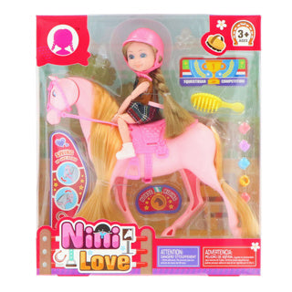 No brand pop set met paard groot 2 assorti