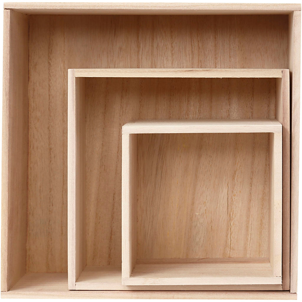 Creativ company showdozen, vierkant, h: 15x15+21,5x21,5+28x28 cm, d: 12,5 cm, 3 stuk 1 set