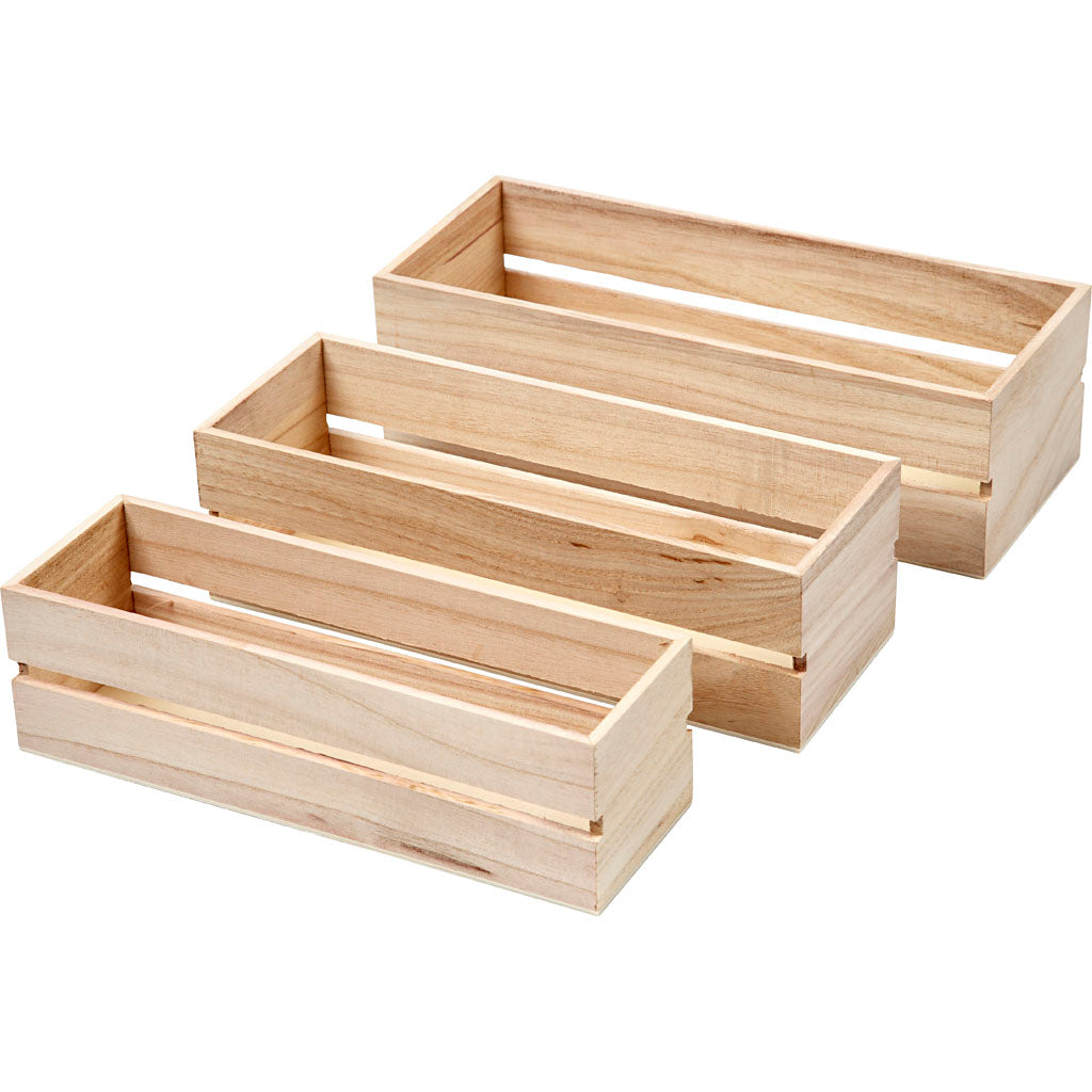 Creativ company fruit krat, h: 6,5+7+7,5 cm, l: 22+23,5+25 cm, b: 7+8,5+10 cm, 3 stuk 1 set