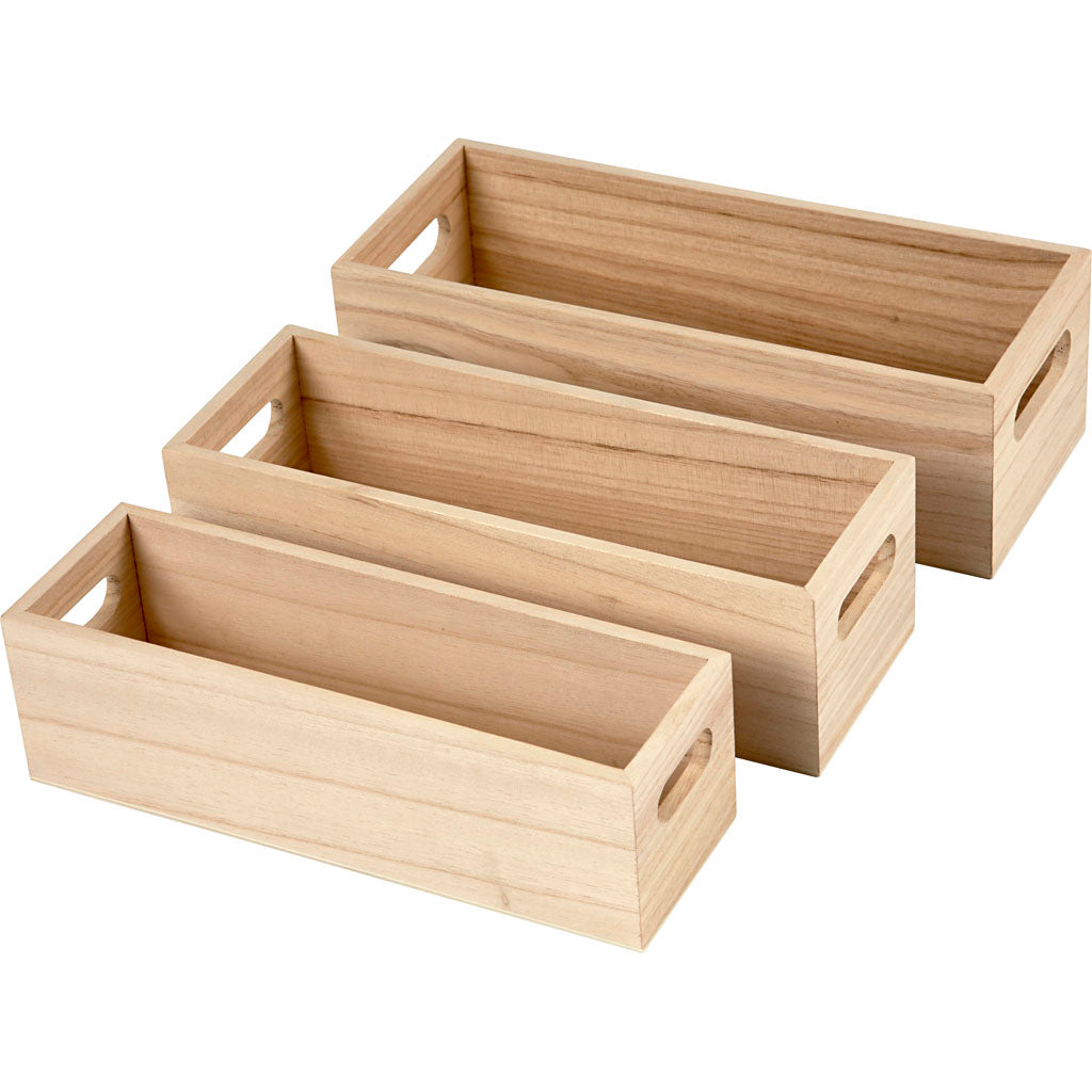 Creativ company opslag kratten, h: 6,5-7,5 cm, l: 22+23,5+25 cm, b: 6,5+7,5+8,5 cm, 3 stuk 1 set