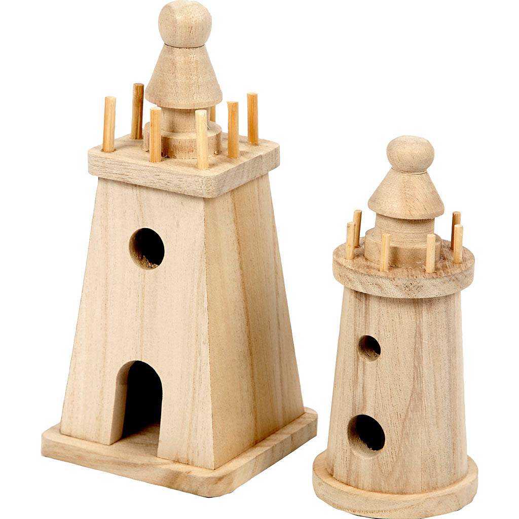 Creativ company vuurtoren, h: 13,5+18 cm, 2 stuk 1 doos