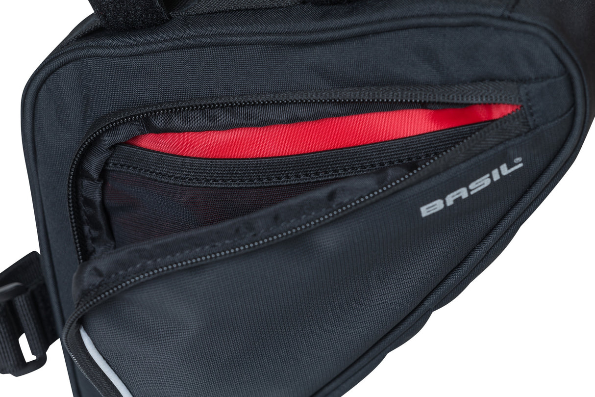 Basil Sport Design frametas M - zwarte fietstas - 1,7L - waterafstotend - klittenbandbevestiging