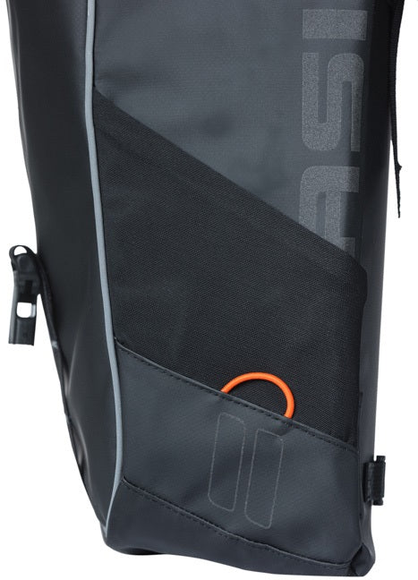 Basil Miles Tarpaulin - Dubbele fietstas, waterdicht, 34L, zwart oranje