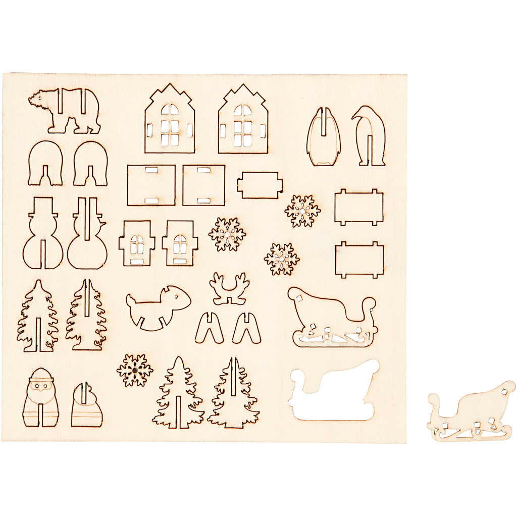 Creativ company diy houten figuren, kerst, l: 15,5 cm, b: 17 cm, dikte 3 mm, 1 doos