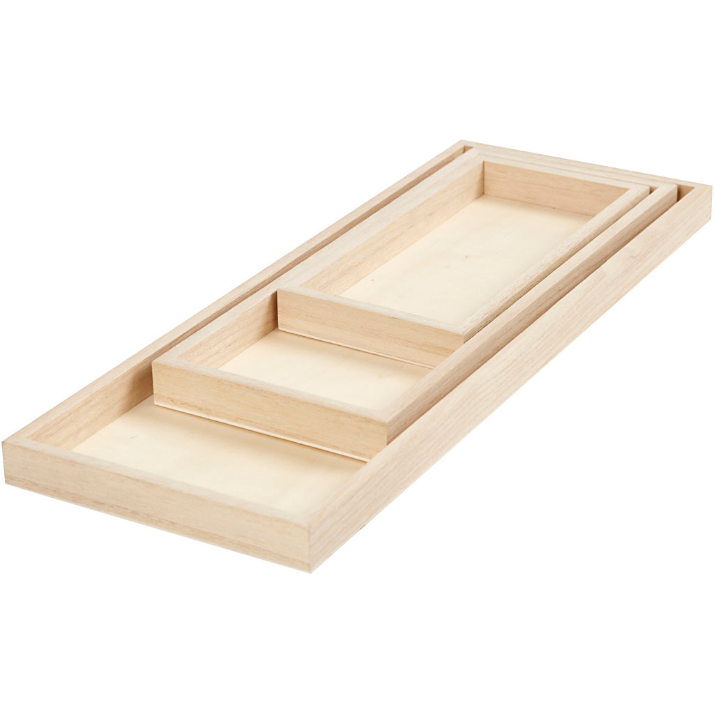 Creativ company dienbladen, l: 20+30+40 cm, b: 10+12+15 cm, 3 stuk 1 doos