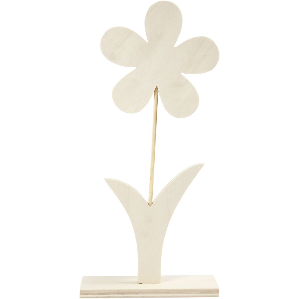 Creativ company houten bloem met voet, 26cm