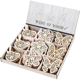 Creativ company houten figuren, vlinder, bloem en vogel, h: 10 cm, b: 10 cm, 90 stuk 1 doos