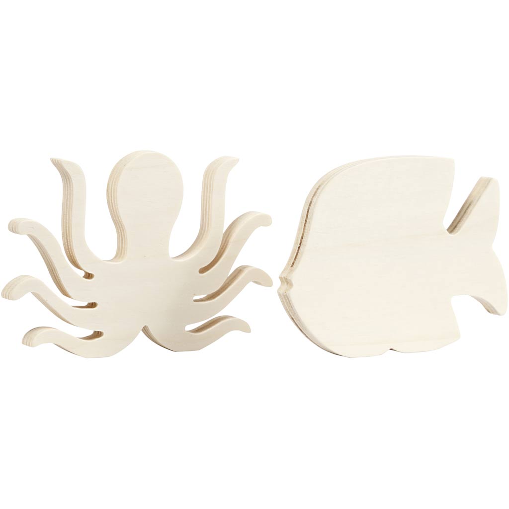 Creativ company waterwereld figuren, inktvis en vis, h: 11 cm, b: 16 cm, dikte 1,2 cm, 2 stuk 1 doos