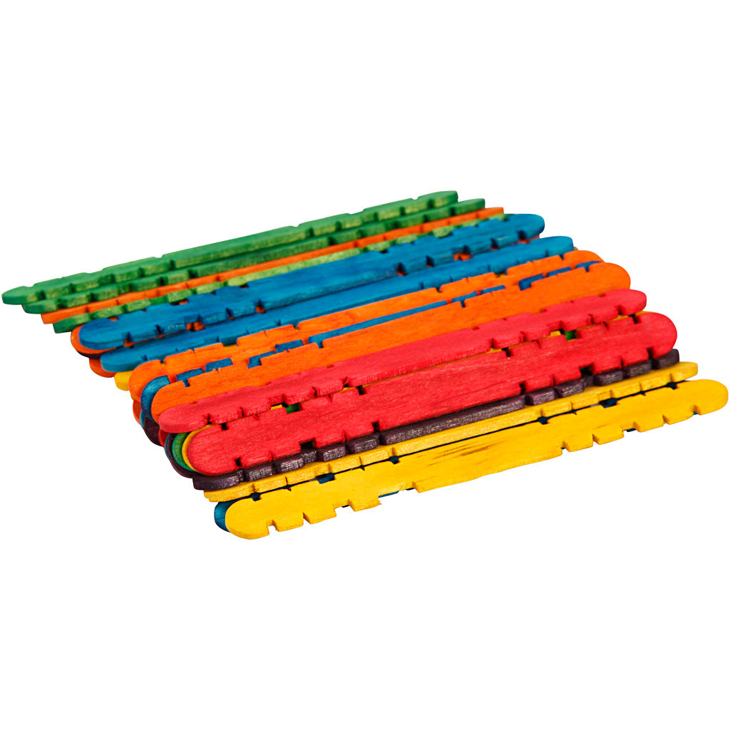 Creativ company constructiehoutjes, l: 11,4 cm, b: 10 mm, diverse kleuren, 30 stuk 1 doos