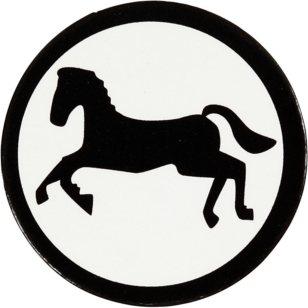 Creativ company label, paard, d 25 mm, wit zwart, 20 stuk 1 doos