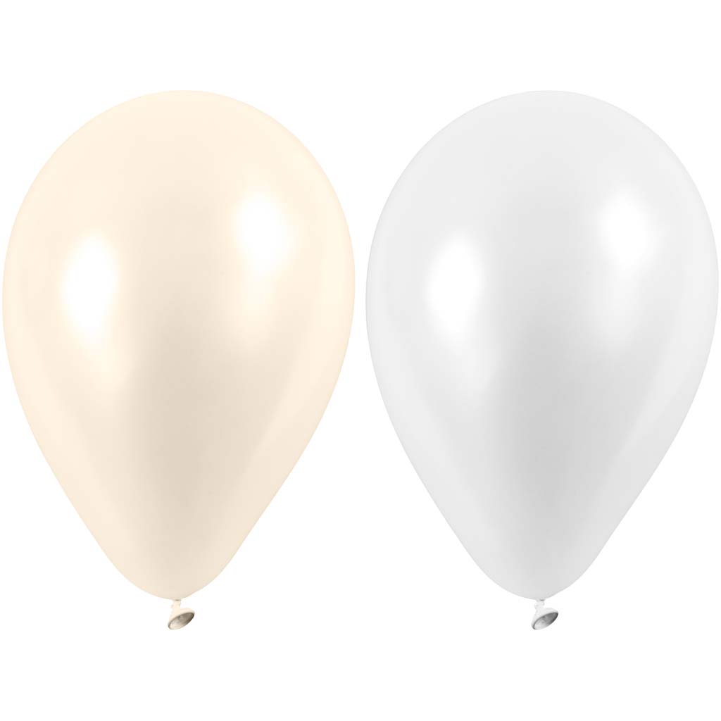 Creativ company ballonnen, rond, d 23 cm, wit, parelmoer, 10 stuk 1 doos