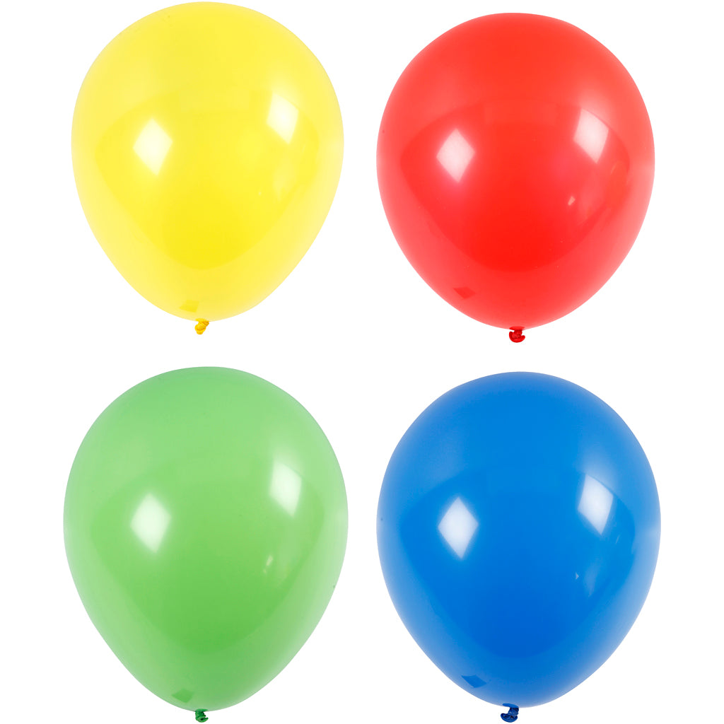 Creativ company ballonnen, giga, d 41 cm, blauw, groen, rood, geel, 4 stuk 1 doos
