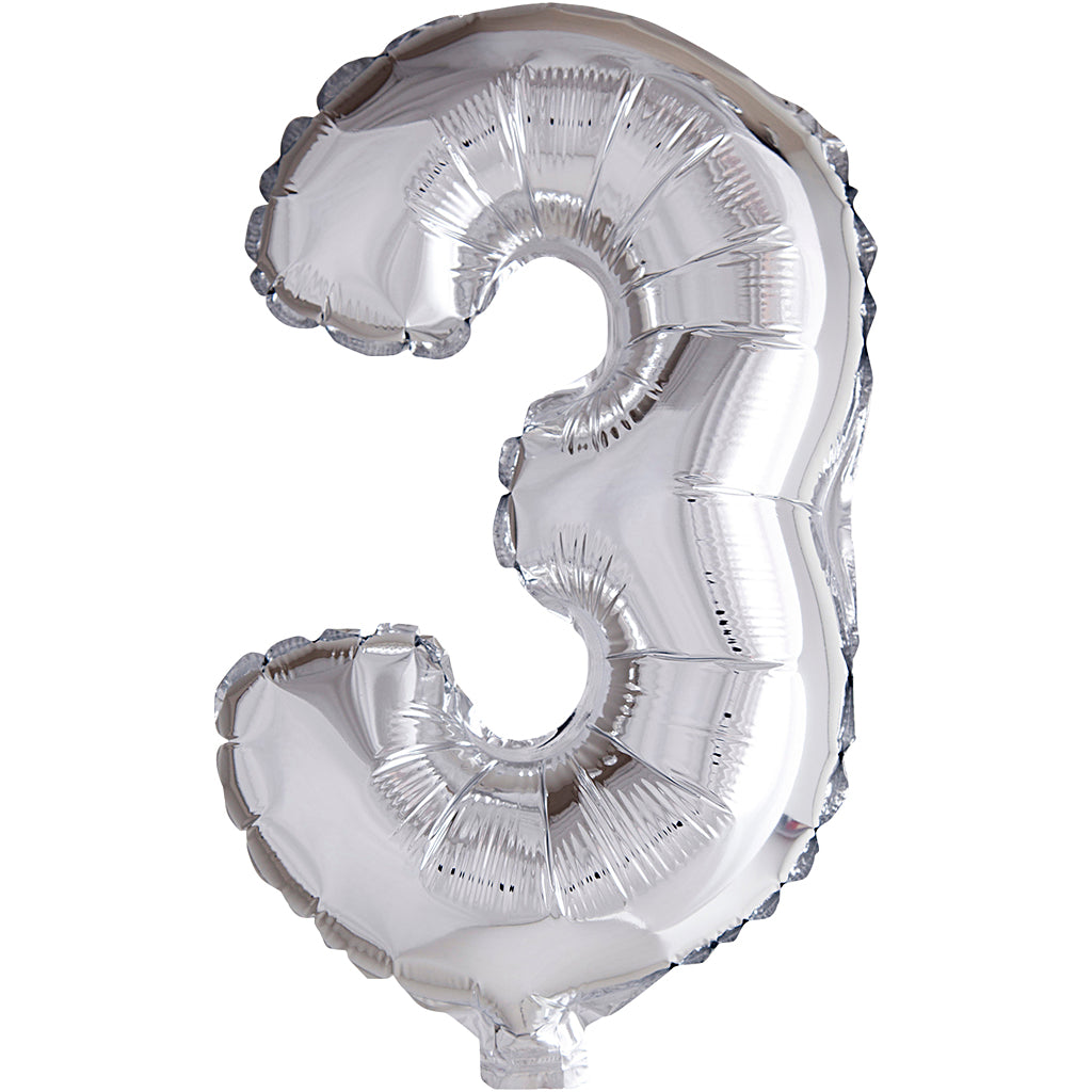 Creativ company folieballon , 3, h: 41 cm, zilver, 1 stuk
