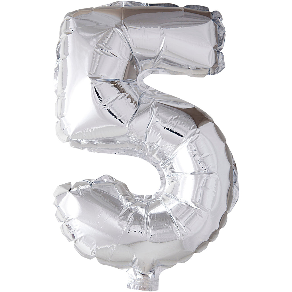 Creativ company folieballon , 5, h: 41 cm, zilver, 1 stuk