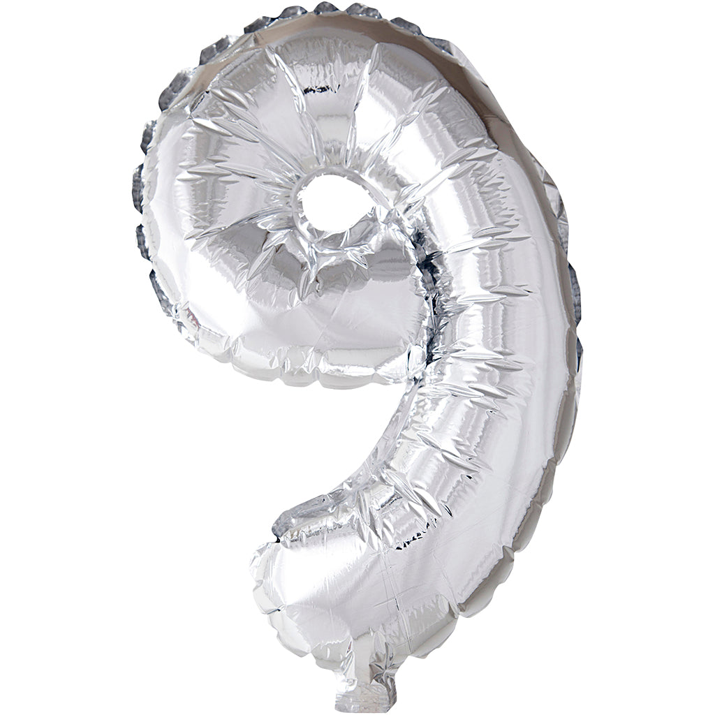 Creativ company folieballon , 9, h: 41 cm, zilver, 1 stuk