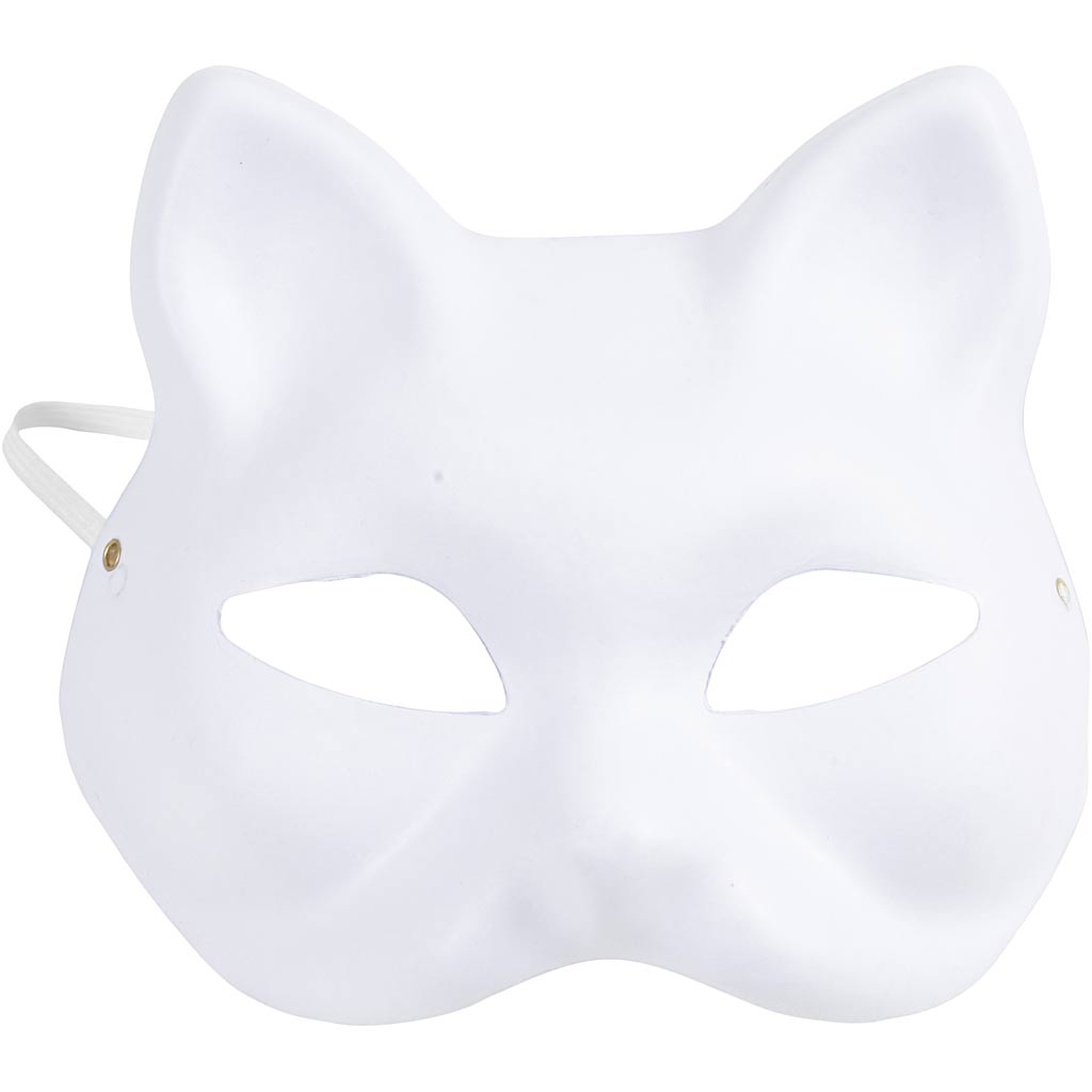 Creativ company kattenmasker, h: 17,5 cm, b: 18,5, wit, 1 stuk