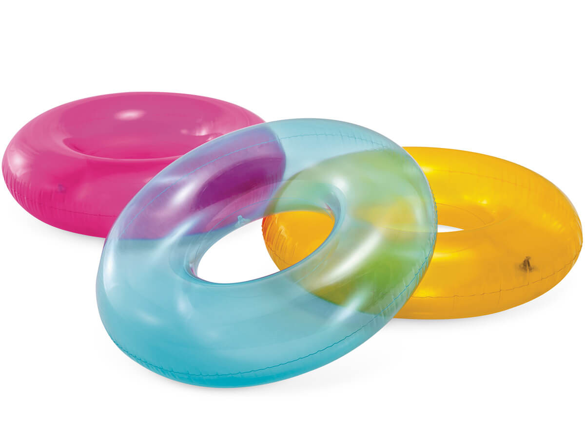 Intex transparant gekleurde zwemband-roze