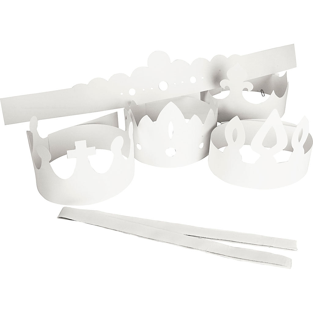 Creativ company kronen, h: 10-16,5 cm, l: 60 cm, 230 gr, wit, 5 stuk 1 doos